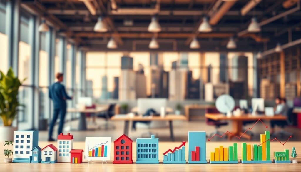 A vibrant, dynamic business landscape with flexible, customizable plans tailored to diverse enterprise needs. In the foreground, various-sized business icons represent a range of companies, each with its own color-coded plan represented by stylized graphs and charts. The middle ground features a modern, open-concept office setting, with collaborative workspaces and agile teams. The background showcases a cityscape of towering skyscrapers, symbolizing the scalability and adaptability of the plans. Warm, diffused lighting casts a sense of productivity and innovation, while a shallow depth of field emphasizes the focal point of the flexible business plans.