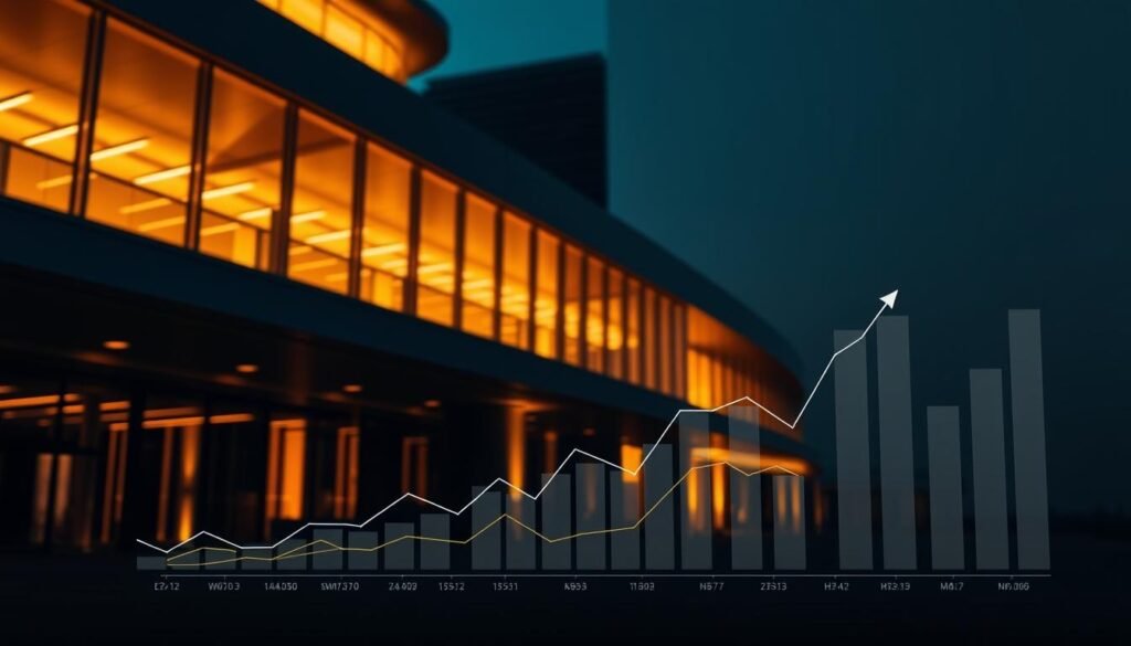 A high-performance private equity investment portfolio, meticulously crafted with strategic vision. Set against a backdrop of sleek modern architecture, illuminated by warm, directional lighting that casts subtle shadows, highlighting the precision and attention to detail. In the foreground, a series of elegant, minimalist graphs and charts showcase the impressive growth and returns, conveying a sense of financial prowess and expertise. The overall composition exudes an air of sophistication, professionalism, and unwavering commitment to excellence, perfectly encapsulating the essence of "CDG Invest Growth: Private Equity Excellence".